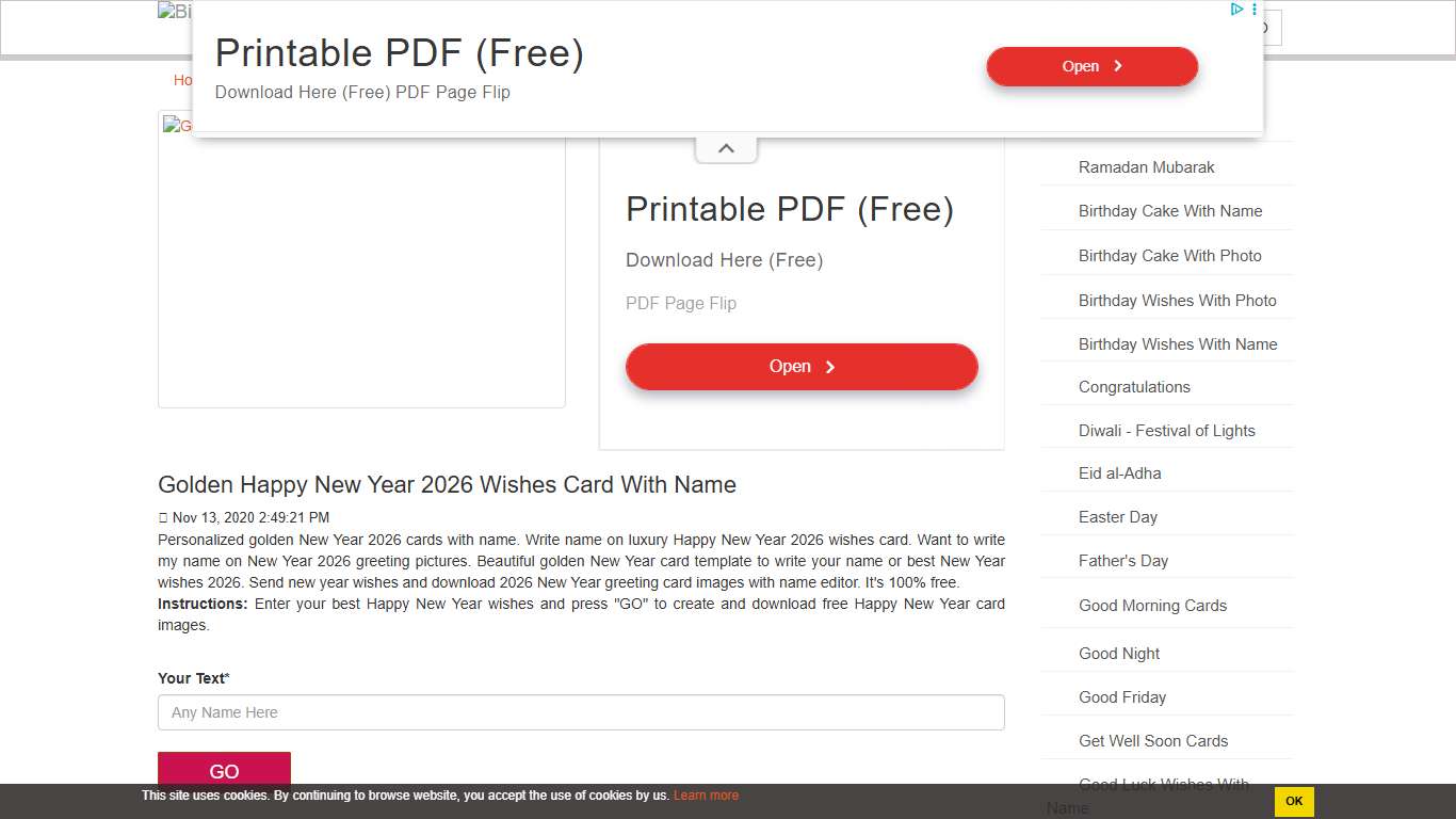 Golden Happy New Year 2026 Wishes Card With Name